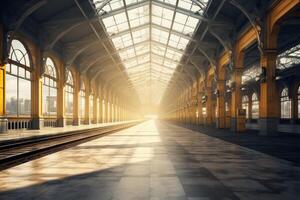 ai generado ferrocarril estación Bosquejo. generar ai foto