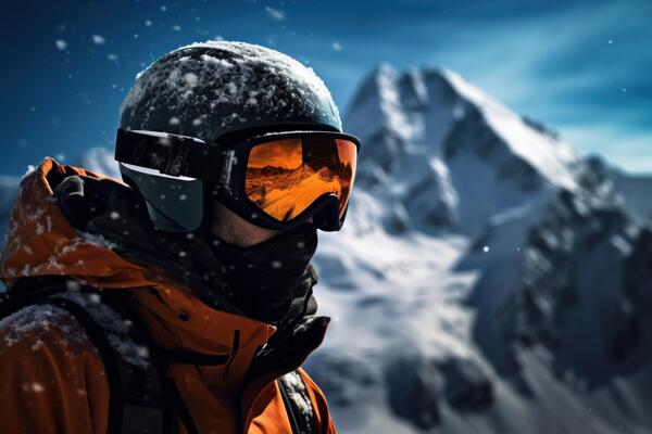 AI generated Protective Reflexion mountains ski mask. Generate ai