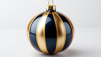 AI generated Shiny gold ornament reflects celebration and joy in winter season generated by AI photo