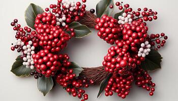 AI generated Fresh berry wreath, nature gift, symbol of healthy eating generated by AI photo