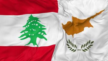 Lebanon and Cyprus Flags Together Seamless Looping Background, Looped Bump Texture Cloth Waving Slow Motion, 3D Rendering video