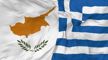 Greece and Cyprus Flags Together Seamless Looping Background, Looped Bump Texture Cloth Waving Slow Motion, 3D Rendering video