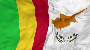 Mali and Cyprus Flags Together Seamless Looping Background, Looped Bump Texture Cloth Waving Slow Motion, 3D Rendering video