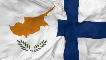 Finland and Cyprus Flags Together Seamless Looping Background, Looped Bump Texture Cloth Waving Slow Motion, 3D Rendering video