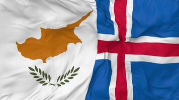 Iceland and Cyprus Flags Together Seamless Looping Background, Looped Bump Texture Cloth Waving Slow Motion, 3D Rendering video