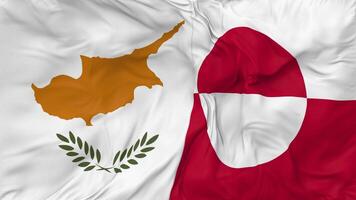 Greenland and Cyprus Flags Together Seamless Looping Background, Looped Bump Texture Cloth Waving Slow Motion, 3D Rendering video