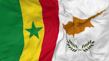 Senegal and Cyprus Flags Together Seamless Looping Background, Looped Bump Texture Cloth Waving Slow Motion, 3D Rendering video