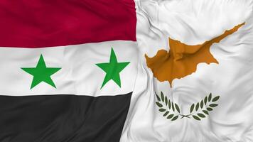 Syria and Cyprus Flags Together Seamless Looping Background, Looped Bump Texture Cloth Waving Slow Motion, 3D Rendering video