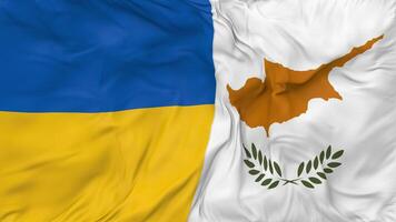 Ukraine and Cyprus Flags Together Seamless Looping Background, Looped Bump Texture Cloth Waving Slow Motion, 3D Rendering video