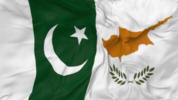 Pakistan and Cyprus Flags Together Seamless Looping Background, Looped Bump Texture Cloth Waving Slow Motion, 3D Rendering video