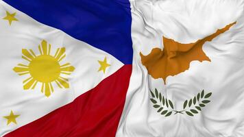 Philippines and Cyprus Flags Together Seamless Looping Background, Looped Bump Texture Cloth Waving Slow Motion, 3D Rendering video