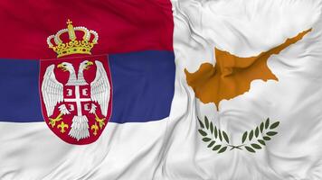 Serbia and Cyprus Flags Together Seamless Looping Background, Looped Bump Texture Cloth Waving Slow Motion, 3D Rendering video