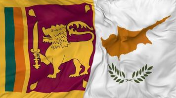 Sri Lanka and Cyprus Flags Together Seamless Looping Background, Looped Bump Texture Cloth Waving Slow Motion, 3D Rendering video