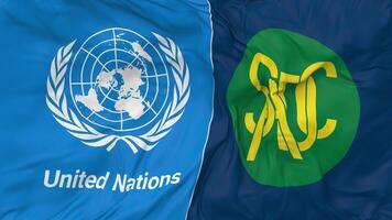 Southern African Development Community, SADC and United Nations, UN Flags Together Seamless Looping Background, Looped Bump Texture Cloth Waving Slow Motion, 3D Rendering video