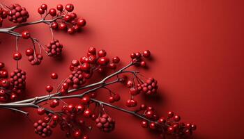 AI generated Winter branch with rowanberries, a gift of nature celebration generated by AI photo