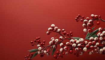 AI generated Fresh rowanberries decorate the winter tree, symbolizing celebration and growth generated by AI photo
