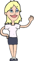 cartoon woman waving png