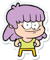 autocollant d'une femme souriante de dessin animé png