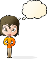 cartoon satisfied woman with thought bubble png