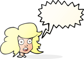 hand drawn speech bubble cartoon surprised female face png