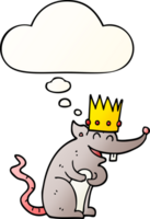 cartoon rat king laughing with thought bubble in smooth gradient style png