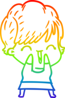 Regenbogen Gradient Linie Zeichnung von ein Karikatur Lachen Frau png