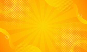 Bright orange-yellow abstract geometric background. Orange comic sunburst effect background with halftone. Suitable for templates, sale banners, events, ads, web and pages vector