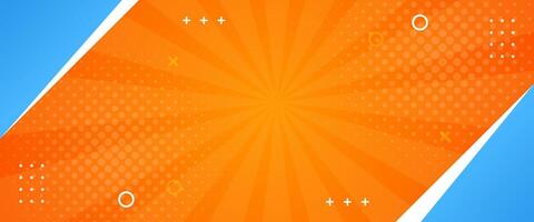 Bright orange abstract geometric background. Orange comic sunburst effect background with halftone. Suitable for templates, sales banners, events, ads, web, and others vector