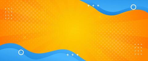 Abstract orange geometric banner background. Orange comic sunburst effect background with halftone. Suitable for templates, sales banners, events, ads, web, and headers vector