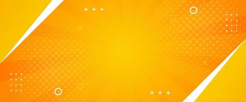 Abstract orange geometric banner background. Orange comic sunburst effect background with halftone. Suitable for templates, sales banners, events, ads, web, and headers vector