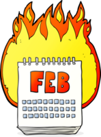 hand drawn cartoon calendar showing month of february png