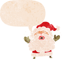 cartoon santa claus shouting with speech bubble in grunge distressed retro textured style png