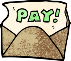 grunge textured illustration cartoon pay packet png