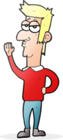 hand drawn cartoon man waving png