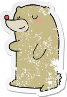 distressed sticker of a cute cartoon bear png