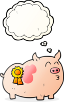 hand drawn thought bubble cartoon prize winning pig png