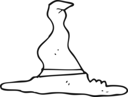 hand drawn black and white cartoon witch's hat png