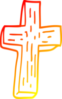 warm gradient line drawing of a cartoon wooden cross png