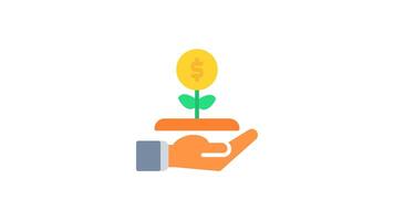 money tree investment money tree dollar coin flat color style, animation growth money investment animation with Alpha Channel. video