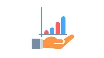 Infographic growth icon animation. Increase sales in business flat color 4K video, transparent alpha channel. Investment. Rising up arrow on chart graph animated icon on white background video