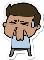 sticker of a cartoon man sweating png