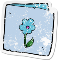 retro distressed sticker of a cartoon flower greeting card png