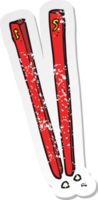 retro distressed sticker of a cartoon chopsticks png