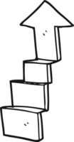 hand drawn black and white cartoon stepping up arrow png
