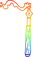 rainbow gradient line drawing of a cartoon ink pen png