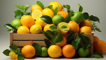 AI generated Fresh citrus fruits, nature vibrant, healthy, juicy, and refreshing dessert generated by AI photo