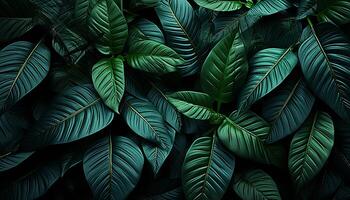 AI generated Freshness of summer in a tropical rainforest, vibrant green foliage generated by AI photo