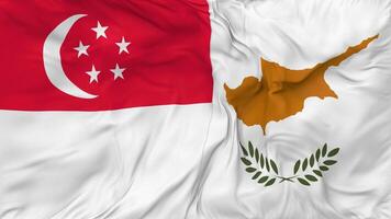 Singapore and Cyprus Flags Together Seamless Looping Background, Looped Bump Texture Cloth Waving Slow Motion, 3D Rendering video