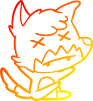 warm Gradient Linie Zeichnung von ein Karikatur Kreuz Augen Fuchs png