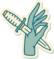 sticker of tattoo in traditional style of a dagger in the hand png